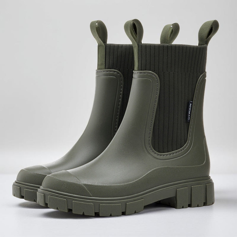 Black Waterproof Ankle Chelsea Boots Women with Grip Sole 6