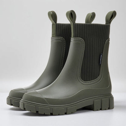 Black Waterproof Ankle Chelsea Boots Women with Grip Sole 6