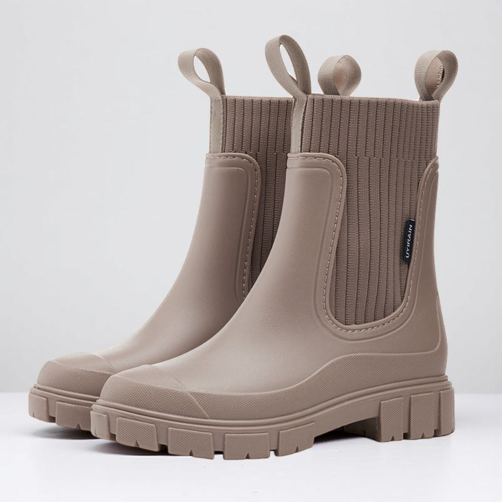 Black Waterproof Ankle Chelsea Boots Women with Grip Sole 8