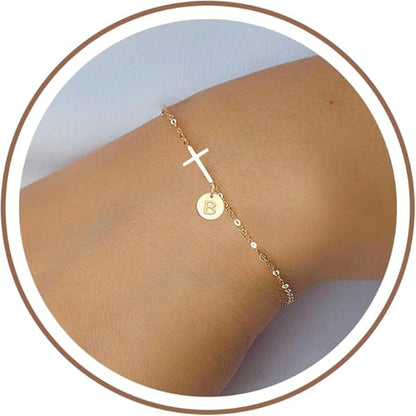 Armbånd kors initial kæde justerbar smykke mors dag gave