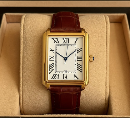 Reloj clásico de vestir para hombre, cuadrado, analógico, estilo retro