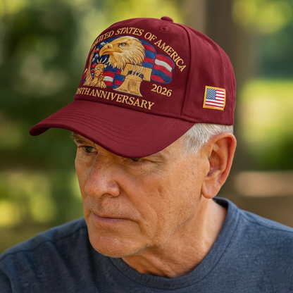 Men’s Baseball Cap Patriotic Eagle 250th Anniversary Veterans Hat