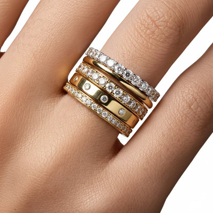 Anello d'argento fascia in argento perline montatura lucida uso quotidiano