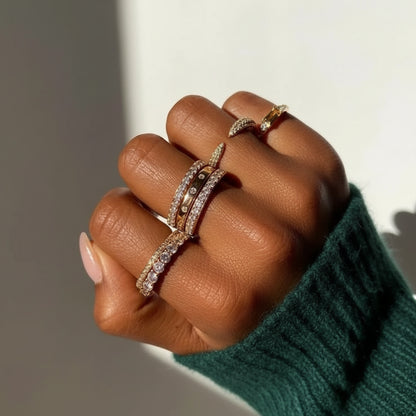 Anello d'argento fascia in argento perline montatura lucida uso quotidiano