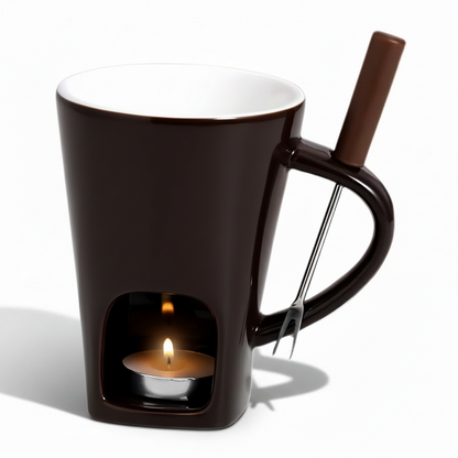 Set per fonduta in ceramica riscaldato a candela per cioccolato, formaggio e dessert