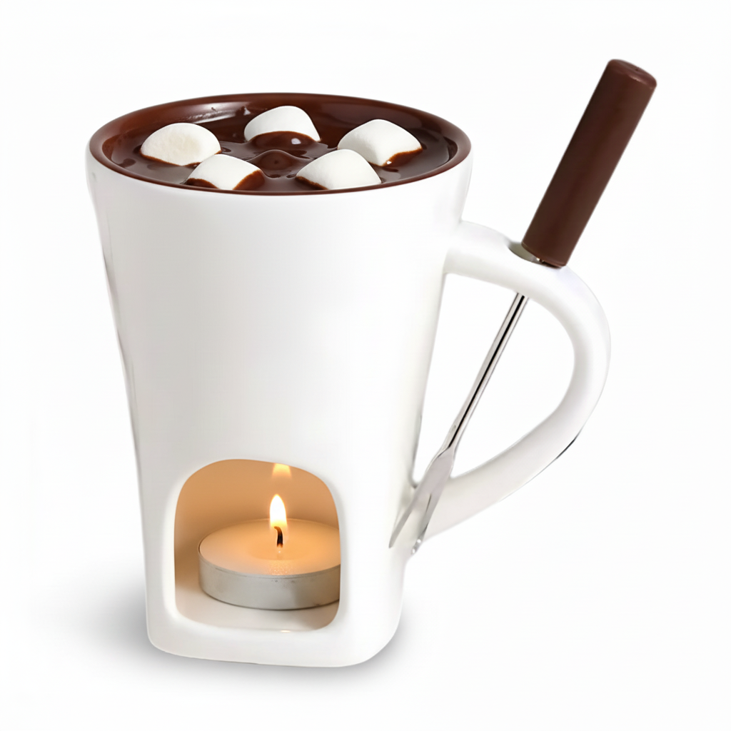 Set per fonduta in ceramica riscaldato a candela per cioccolato, formaggio e dessert