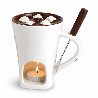 Set per fonduta in ceramica riscaldato a candela per cioccolato, formaggio e dessert