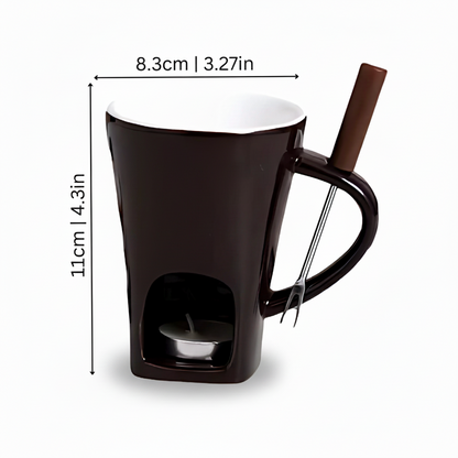 Set per fonduta in ceramica riscaldato a candela per cioccolato, formaggio e dessert