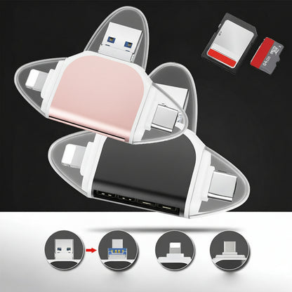 Cititor de carduri 4 în 1 USB C SD Micro SD Adaptor pentru transfer de date
