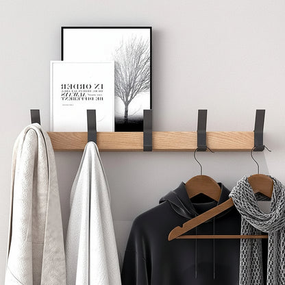 Wall Coat Rack Scandinavian Wood Hook Organizer Entryway