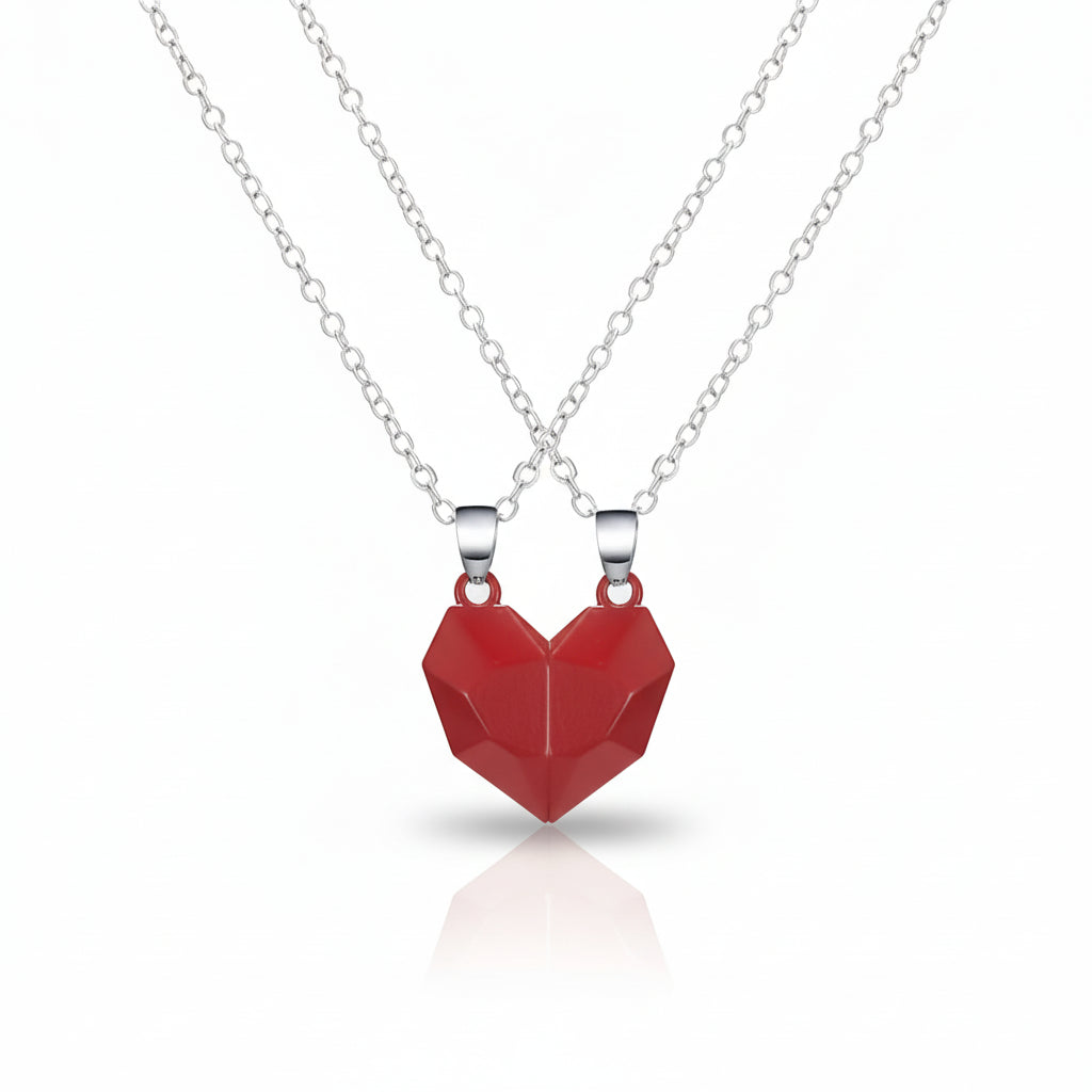 Necklace Couple Magnetic Heart Electrocardiogram Pendant Set
