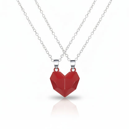 Necklace Couple Magnetic Heart Electrocardiogram Pendant Set