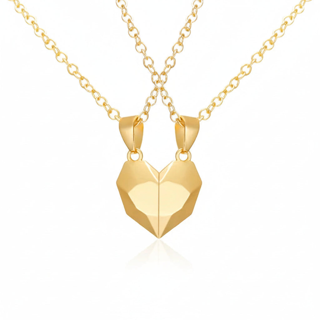 Necklace Couple Magnetic Heart Electrocardiogram Pendant Set