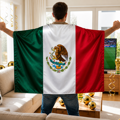 Capa México Bandeira Vestível para Fãs de Futebol Jogos
