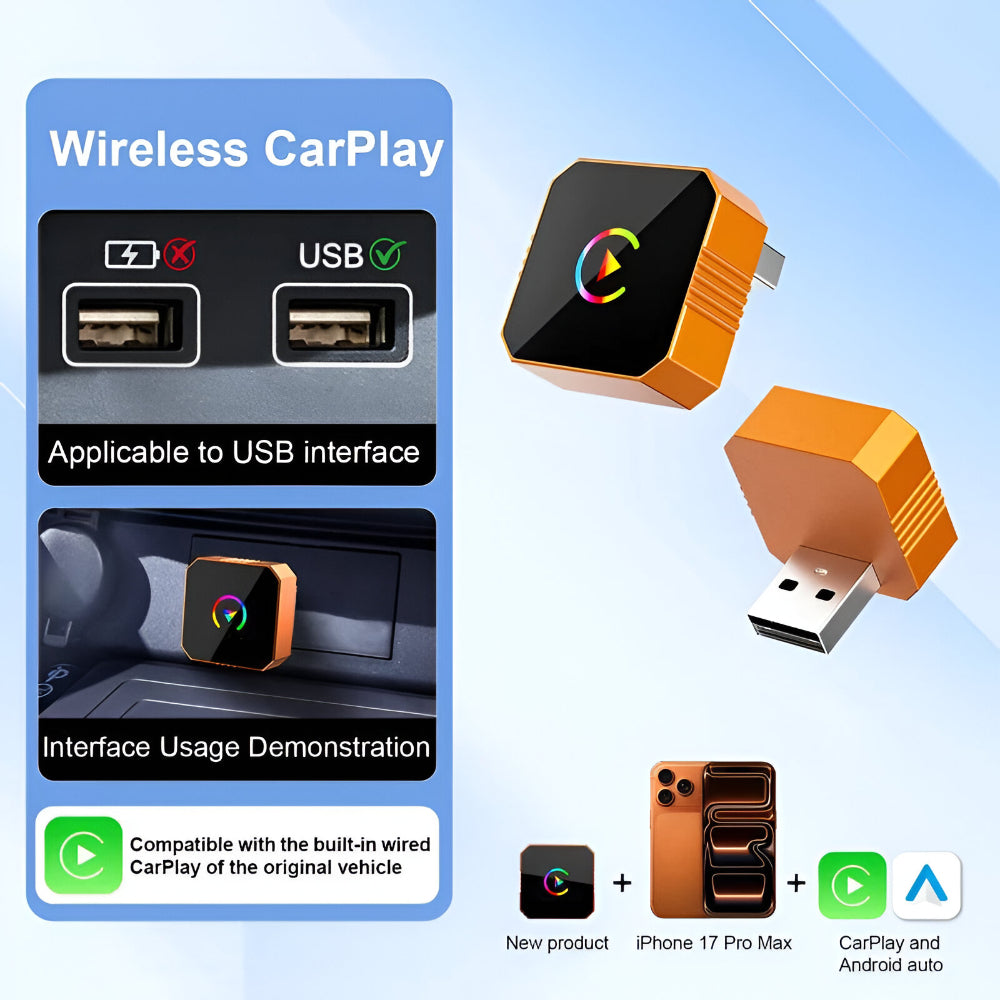 Adaptador CarPlay Inalámbrico Mini USB Dispositivo de Conectividad para Auto
