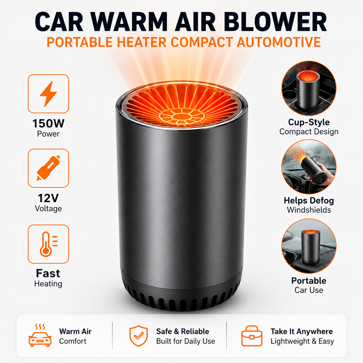 Car Warm Air Blower Portable Heater Compact Automotive