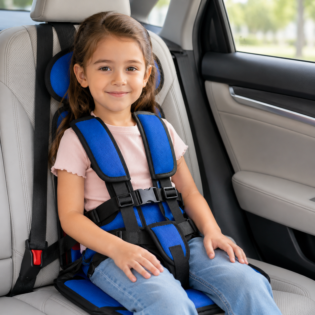 Car Seat Booster Portable Foldable Harness Travel Seat