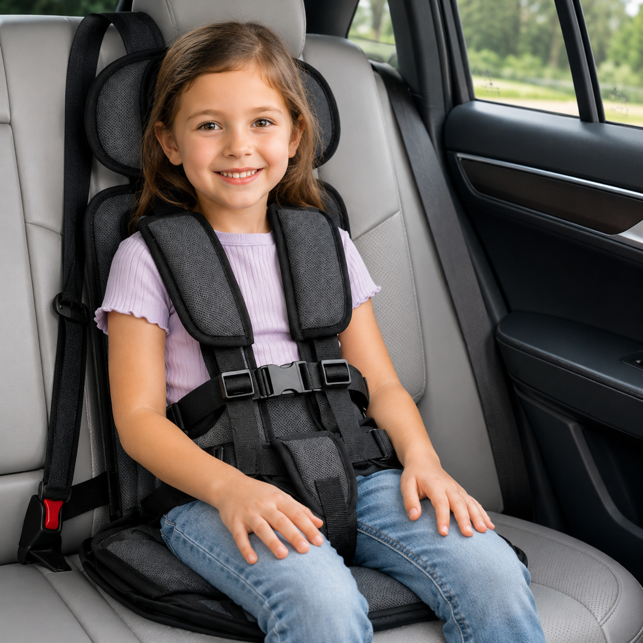 Car Seat Booster Portable Foldable Harness Travel Seat