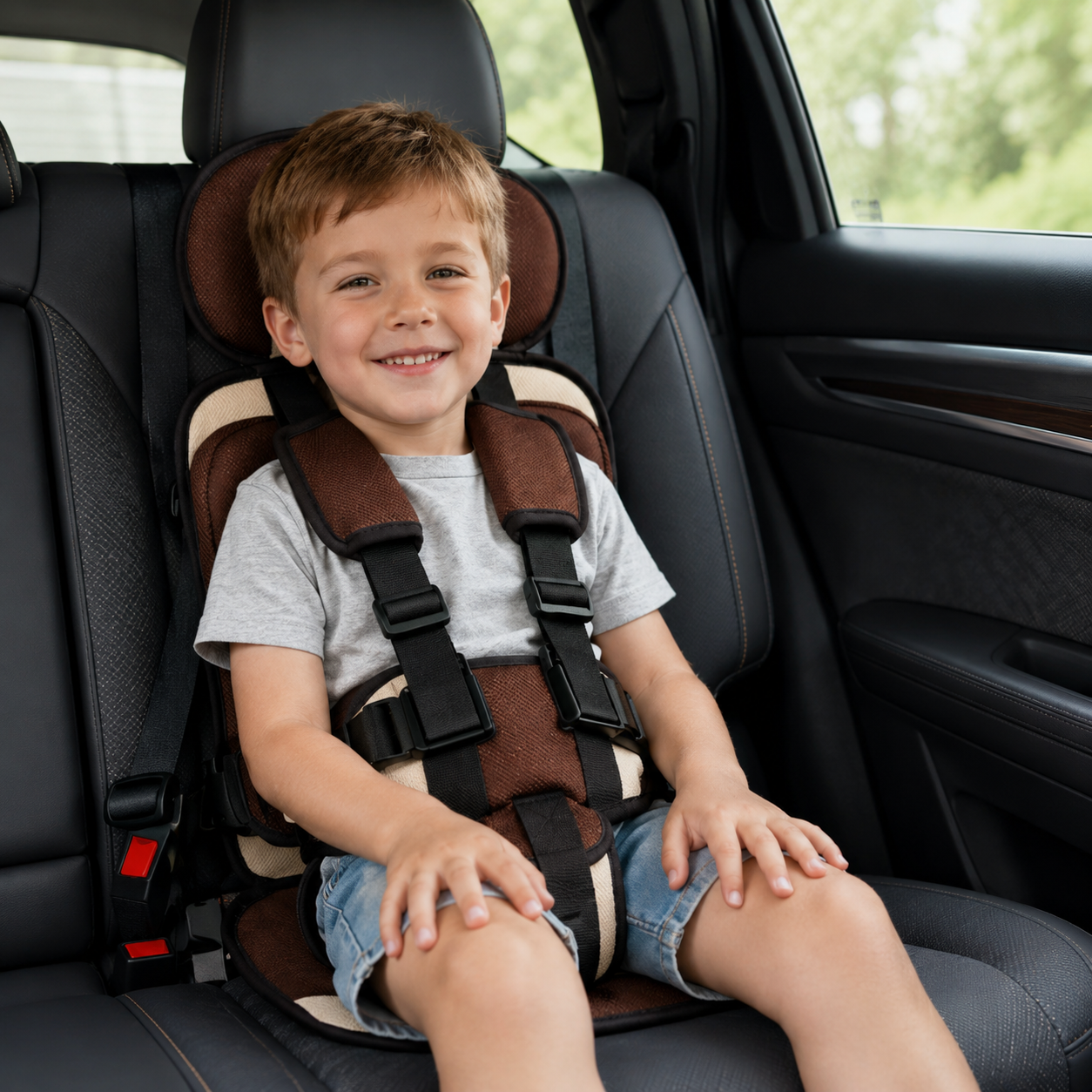 Car Seat Booster Portable Foldable Harness Travel Seat