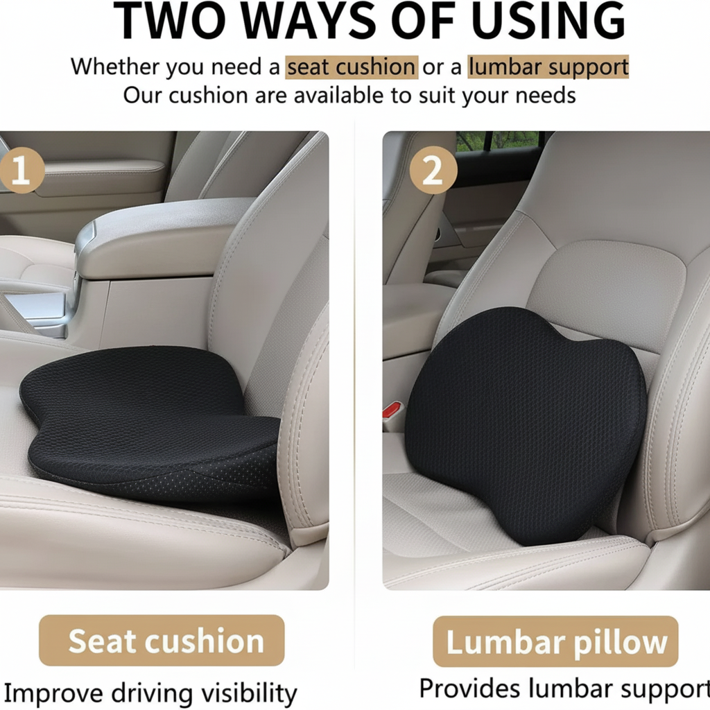 Cuscino Sedile Auto Memory Foam Rialzo Guida