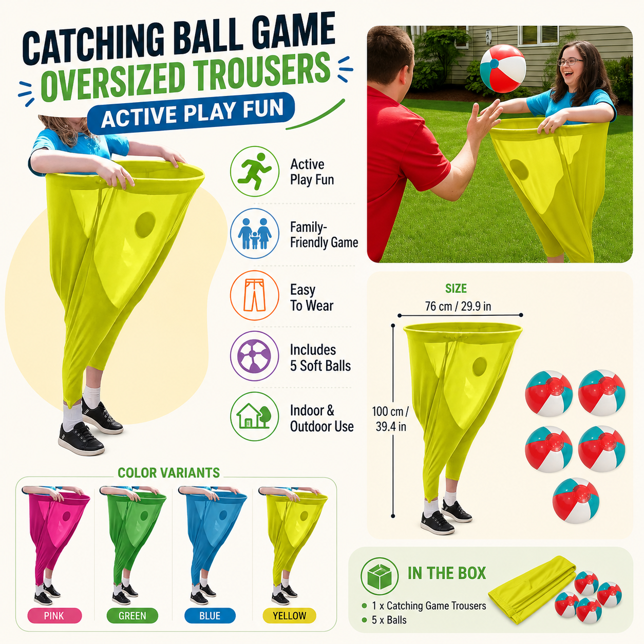 Catching Ball Game Oversized Trousers Active Play Fun