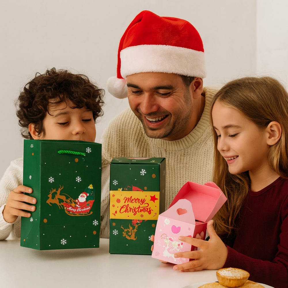 Caja de regalo para celebración con tarjeta sorpresa desplegable y soporte para mensaje