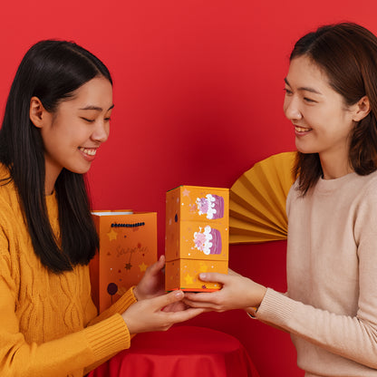 Caja de regalo para celebración con tarjeta sorpresa desplegable y soporte para mensaje