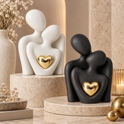 Estatueta de casal em cerâmica, ornamento de design moderno