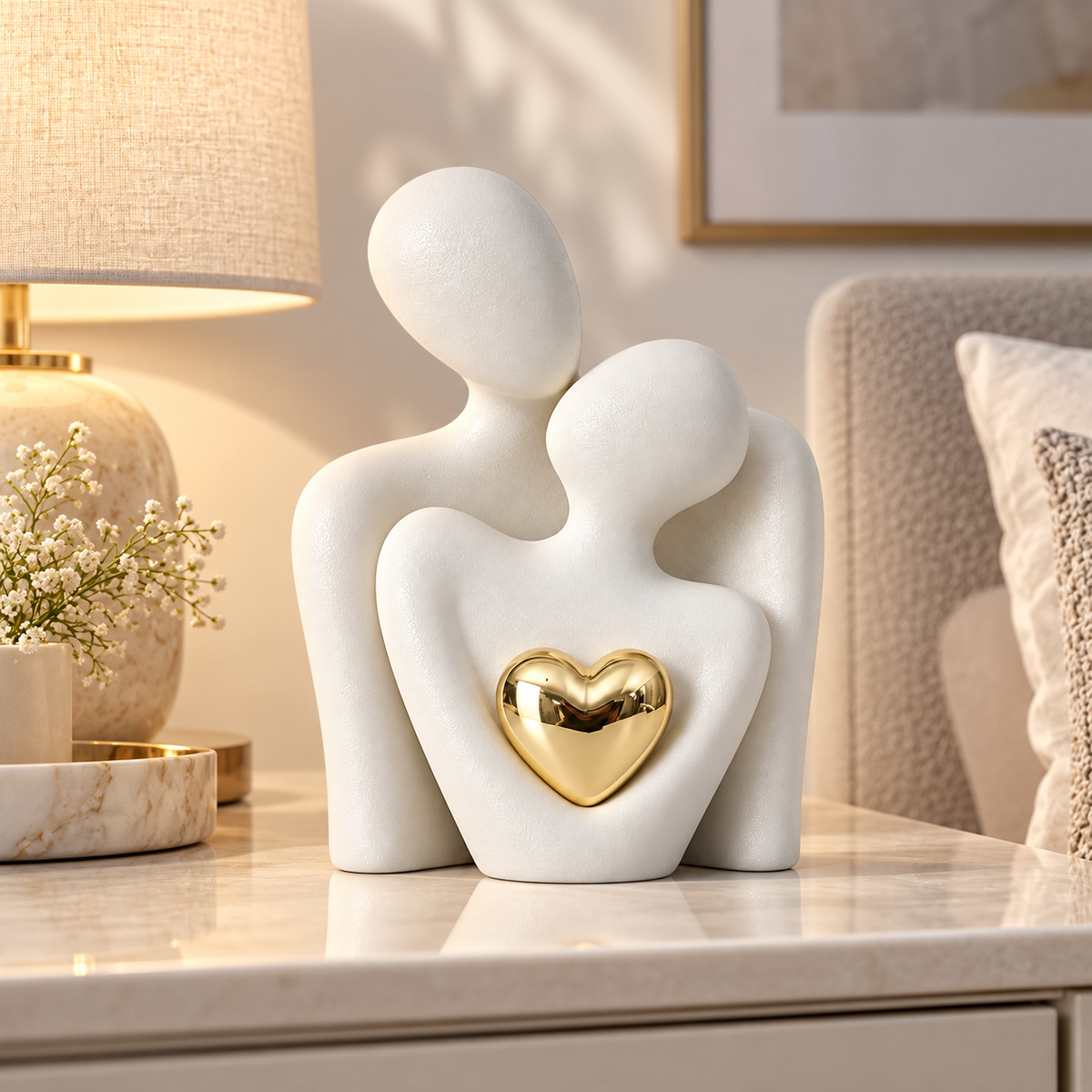 Estatueta de casal em cerâmica, ornamento de design moderno