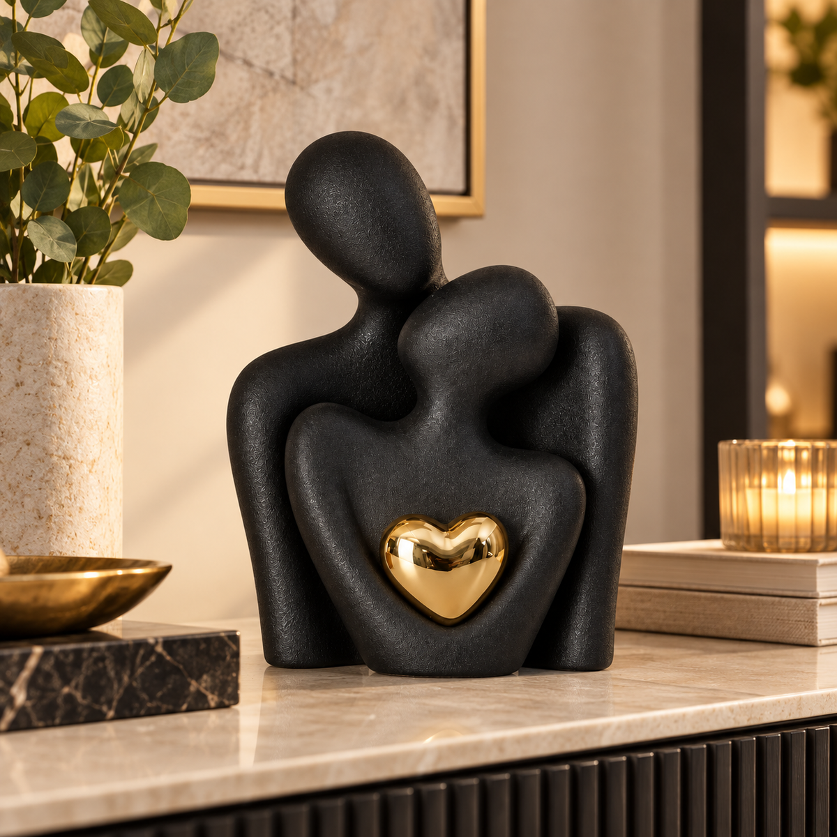 Estatueta de casal em cerâmica, ornamento de design moderno