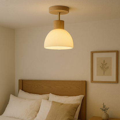 Ailse Deckenleuchte | Naturholz & Glas LED-Leuchte