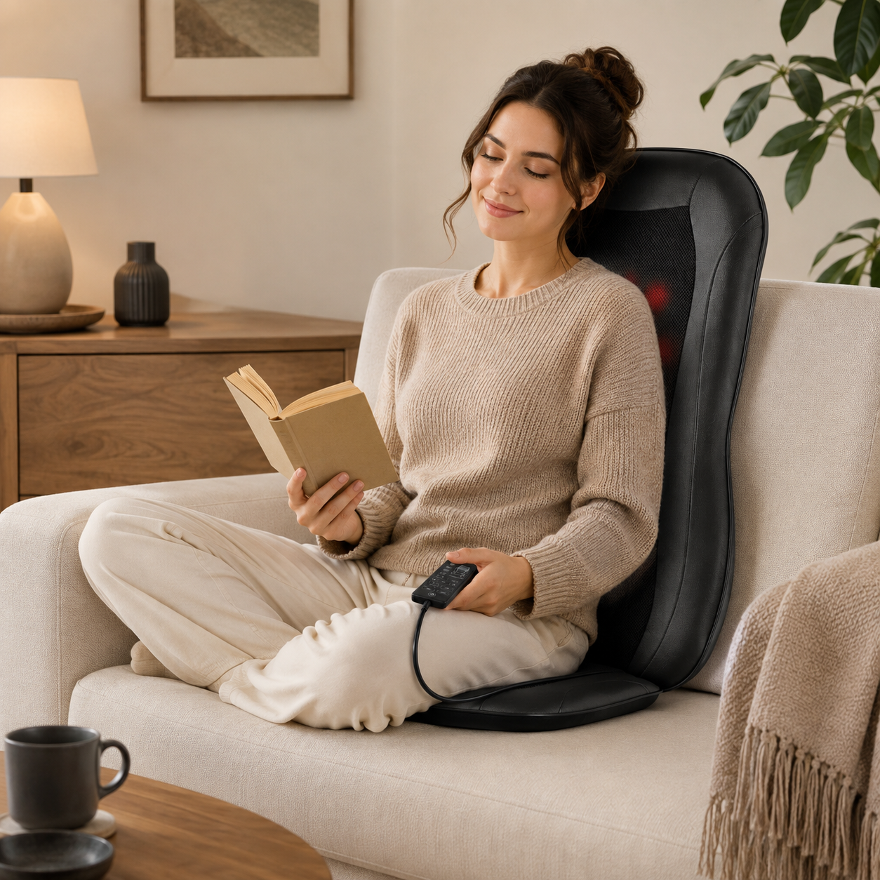 Vibrerende ergonomisk massagesædehynde med rullende massage