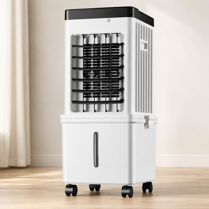 Bærbar sumpkøler køleventilator med fordampning og 12-timers timer