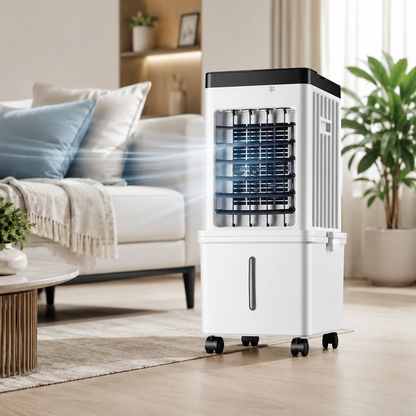 Bærbar sumpkøler køleventilator med fordampning og 12-timers timer