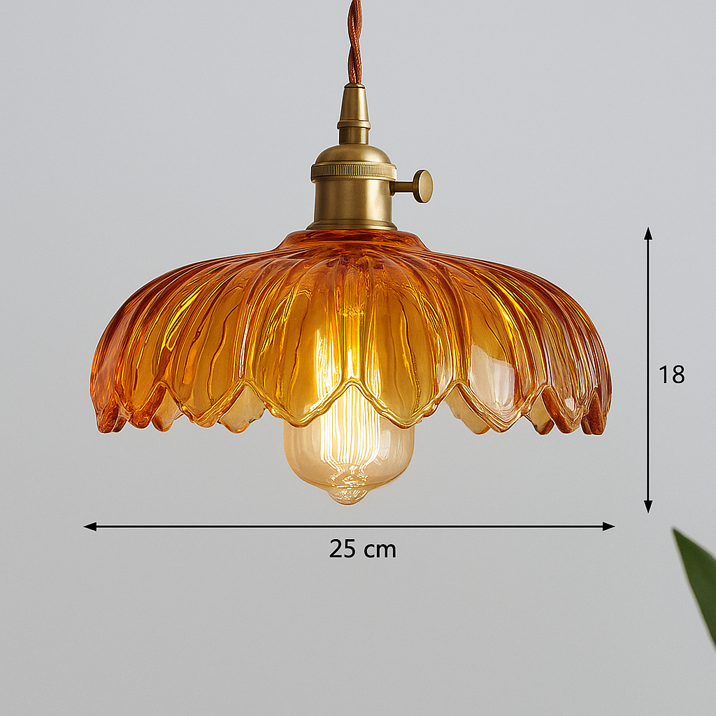 Vintage Flower Pendant Lamp | Coloured Glass Hanging Light