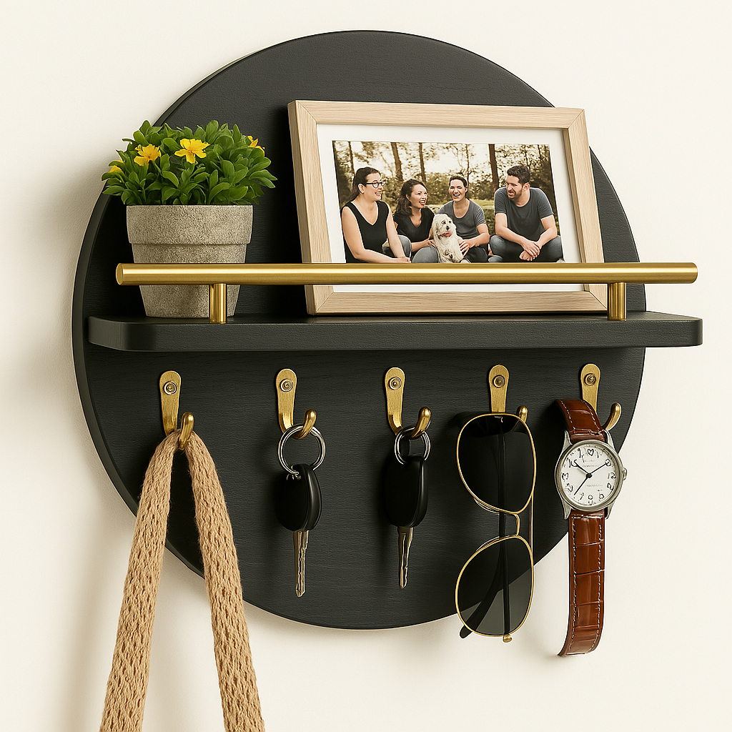 Round Wooden Key Holder | Stylish & Eco-Friendly Wall Organiser