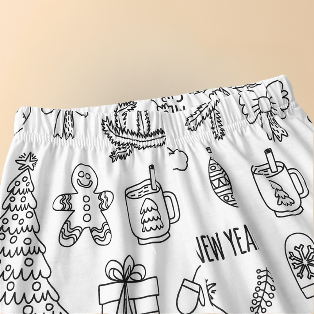 Children's Cotton Pajamas Set Christmas Coloring Fun for Kids 1