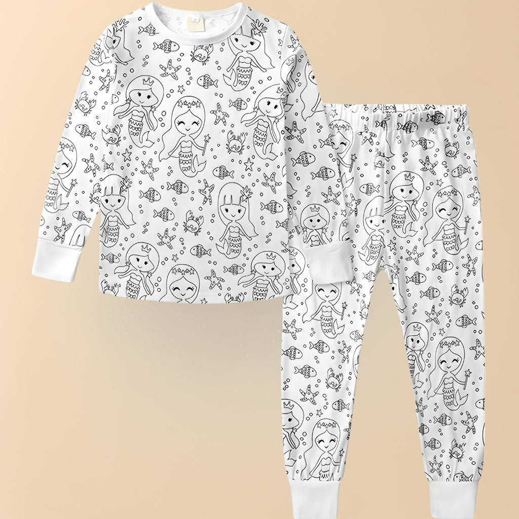 Children's Cotton Pajamas Set Christmas Coloring Fun for Kids 8