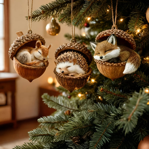 Adornos Navidad Animales Bosque Bellota Árbol