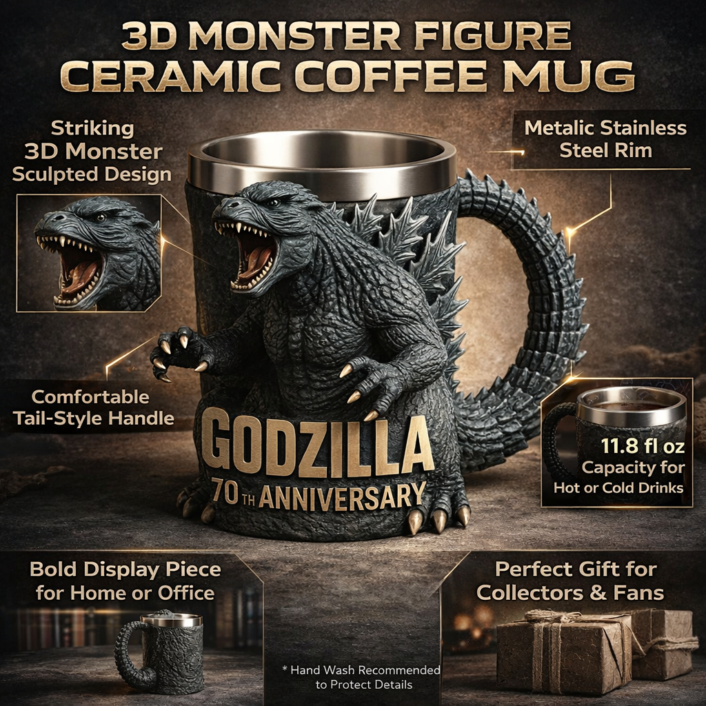 Tazza Caffè Ceramica Mostro 3D Decorativa