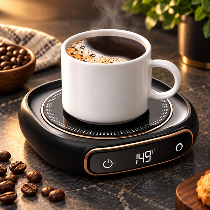 Kaffekopvarmer med USB-genopladning og temperaturstyring