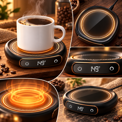 Kaffekopvarmer med USB-genopladning og temperaturstyring