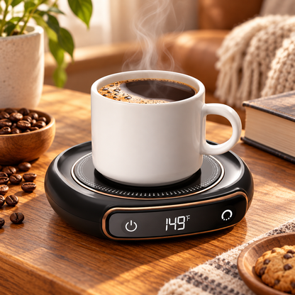 Kaffekopvarmer med USB-genopladning og temperaturstyring