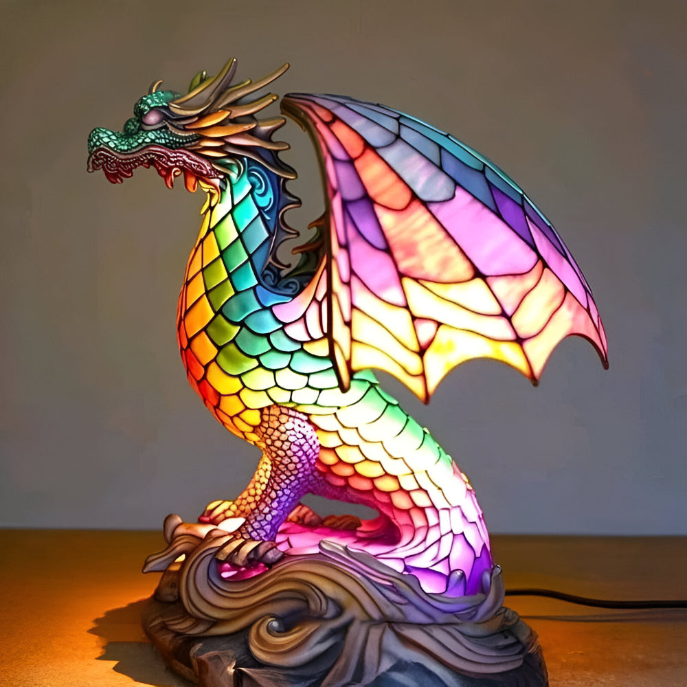 Table Lamp Animal Stained Glass Effect Decorative Light