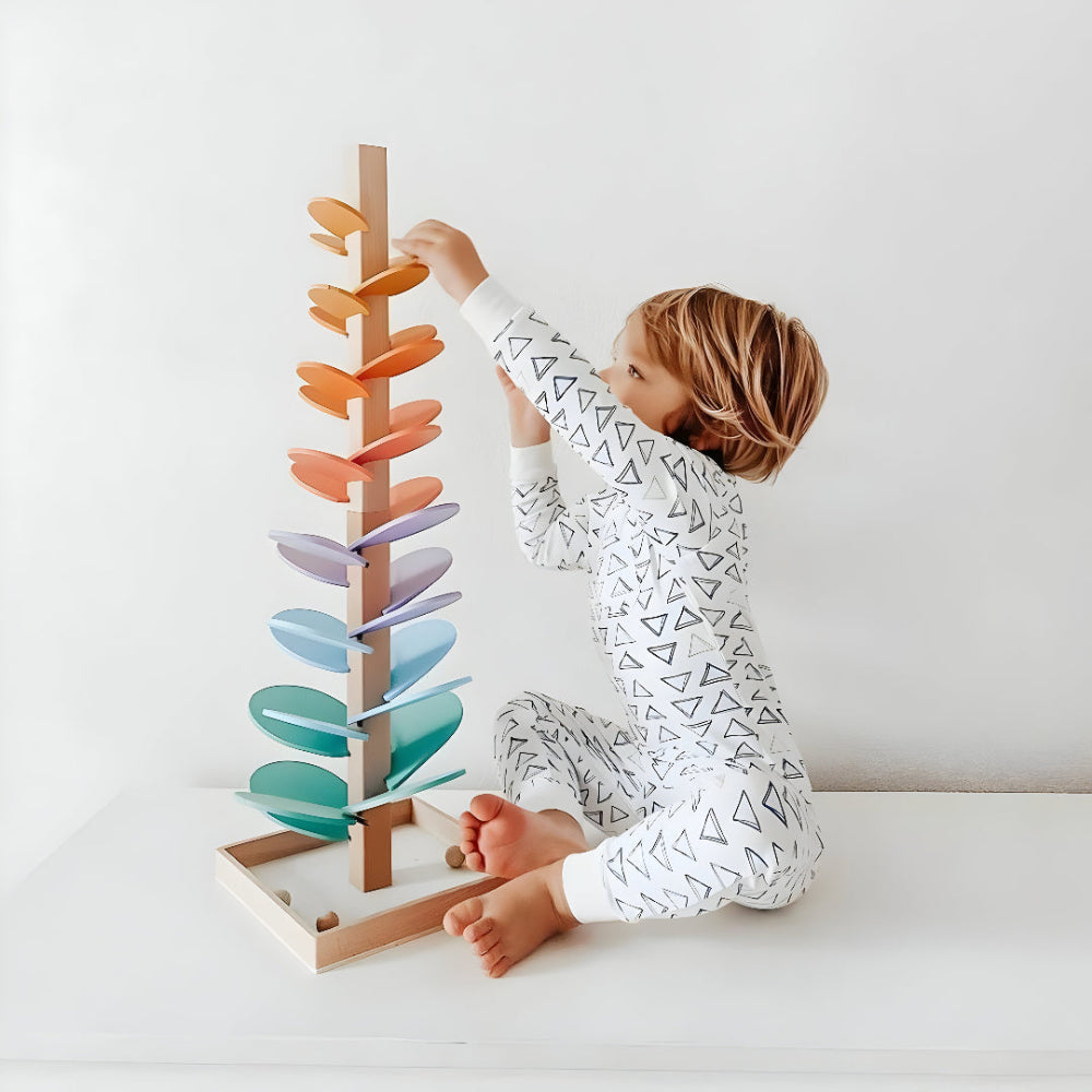 Colorful Wooden Marble Run Toy Educational Fun for Kids 0