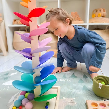 Colorful Wooden Marble Run Toy Educational Fun for Kids 5