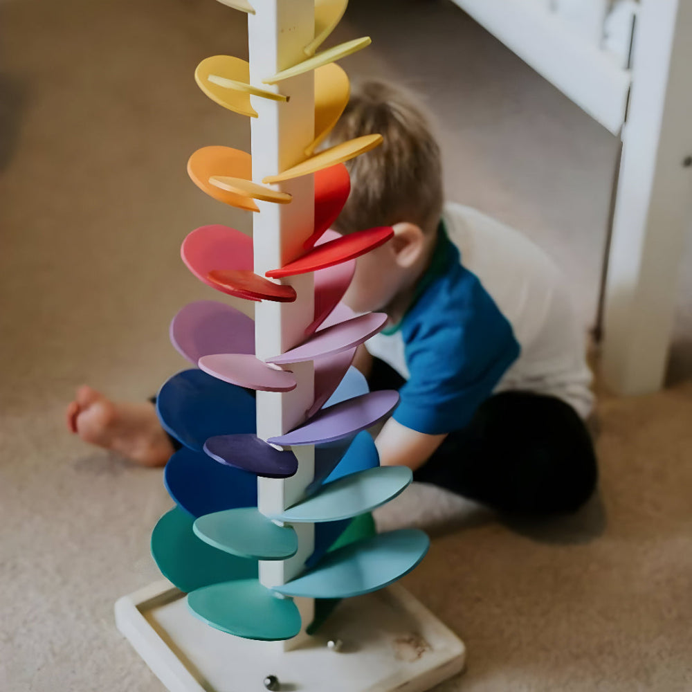 Colorful Wooden Marble Run Toy Educational Fun for Kids 6