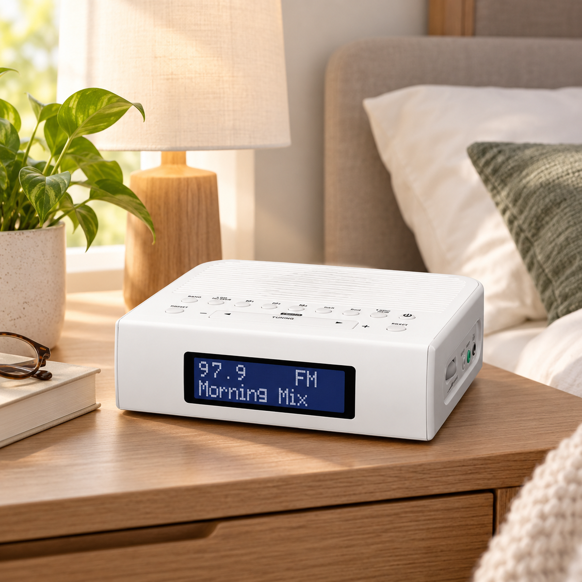 Kompakt digital radio med bærbar håndholdt højttaler