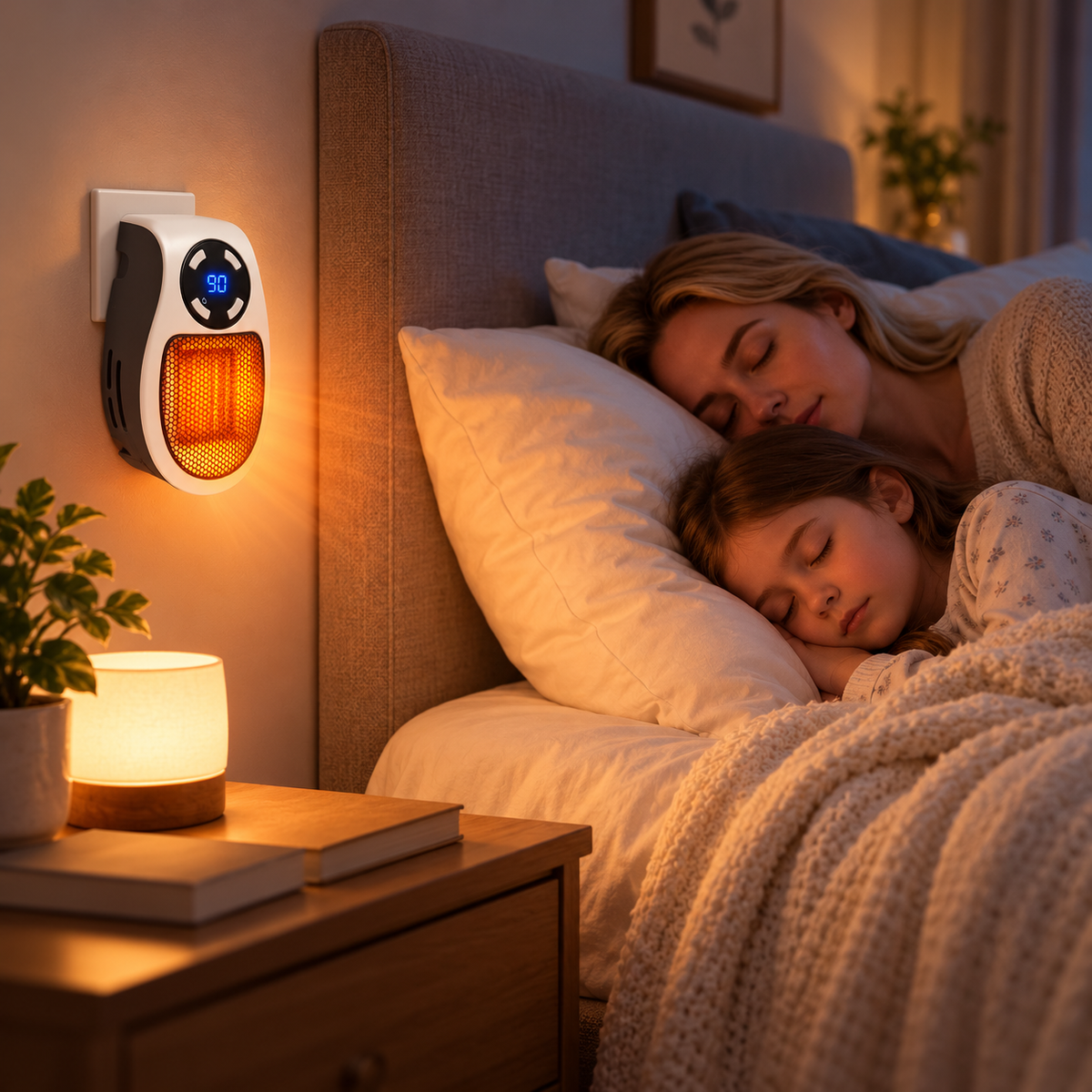 Kompakter Heizlüfter für das Schlafzimmer, zum Einstecken, tragbar