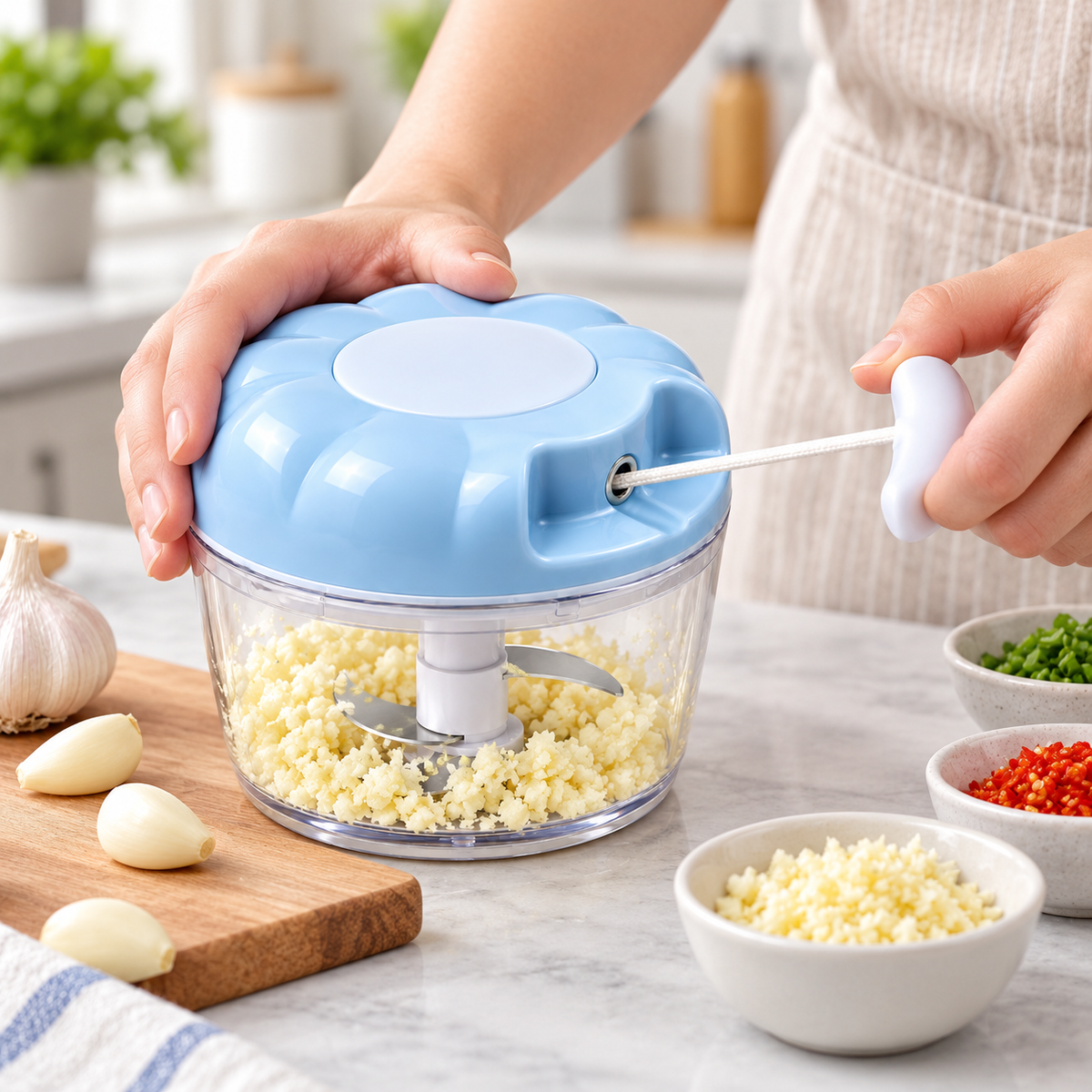 Schiacciaglio compatto da cucina, pressa manuale per aglio